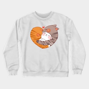 Heart Cuddling Cats Crewneck Sweatshirt